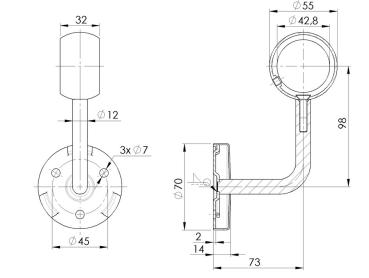 Edelstahl V2A Handlauf Wandhalter Haltegriff Treppe SET 42,4 Kugelring 100-200cm